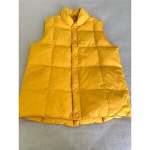 Lands End Puffet Vest‎ Womens Large Down Feathers Winter Classic Preppy Mustard